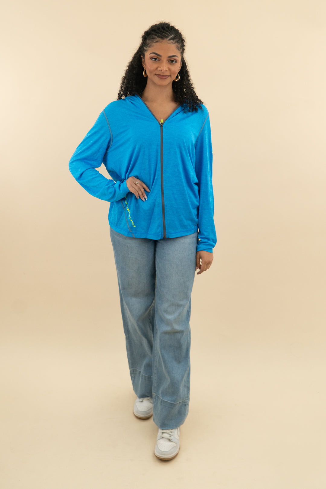 under armour blue hooded zip jacket (m; retail $74)