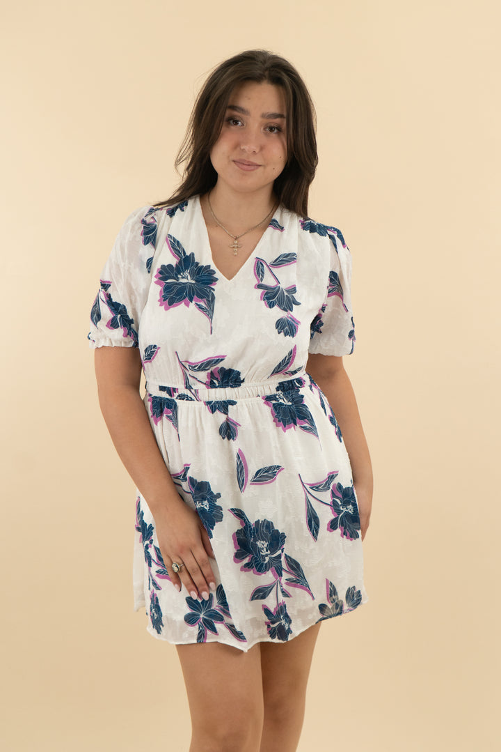 draper james white floral dress (l: retail $158)