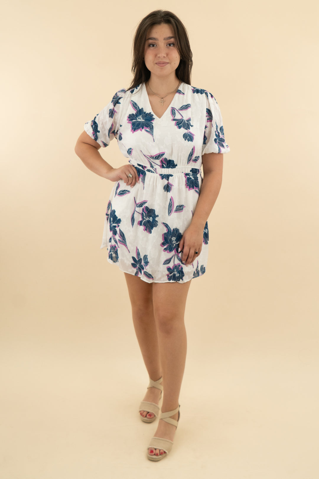 draper james white floral dress (l: retail $158)