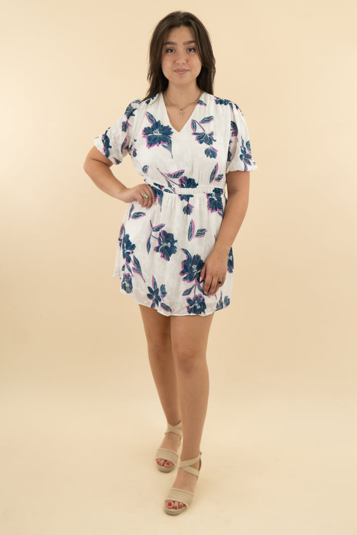 draper james white floral dress (l: retail $158)