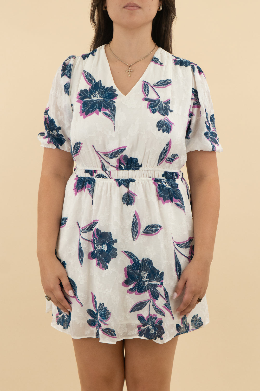 draper james white floral dress (l: retail $158)