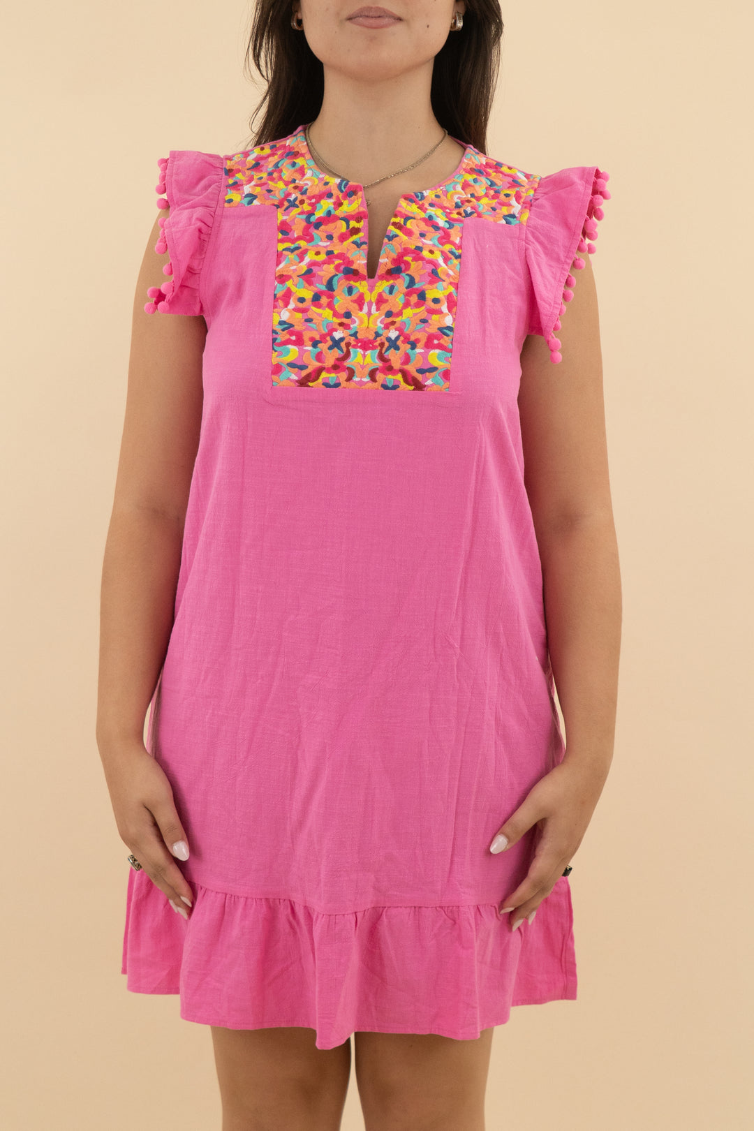 kirundo pink embroidered mini dress NWT (xl; retail $55)
