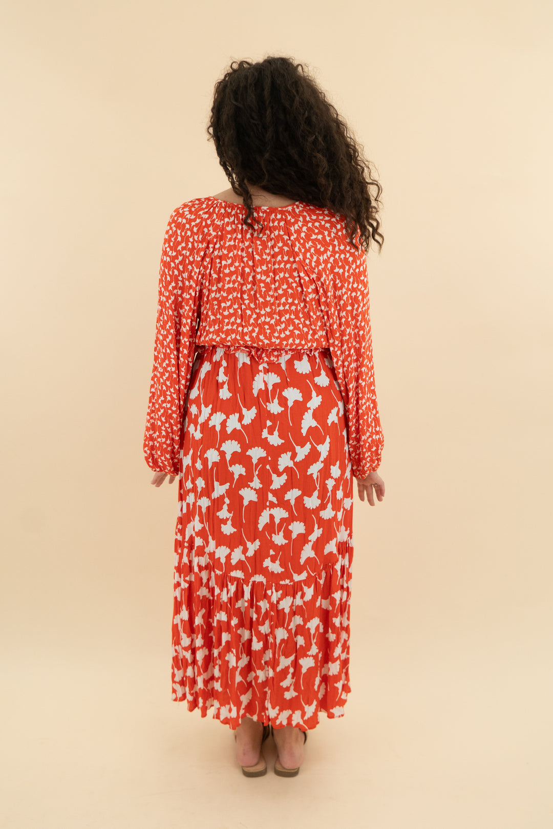 45. diane von furstenberg x target orange and white floral maxi dress (m; retail $55)