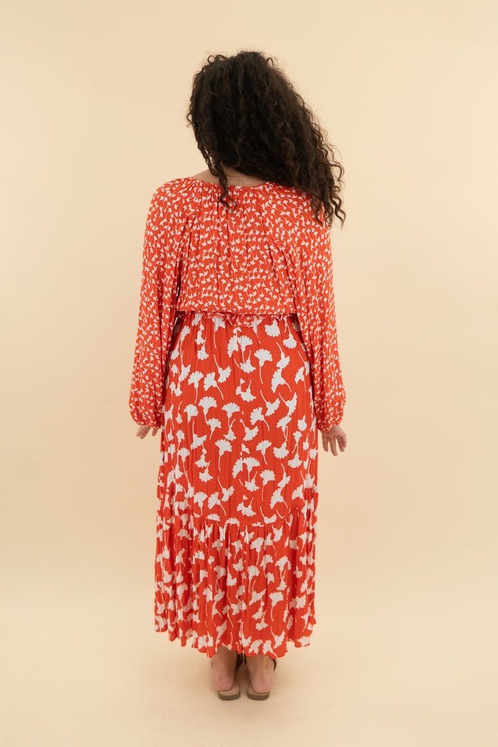 45. diane von furstenberg x target orange and white floral maxi dress (m; retail $55)