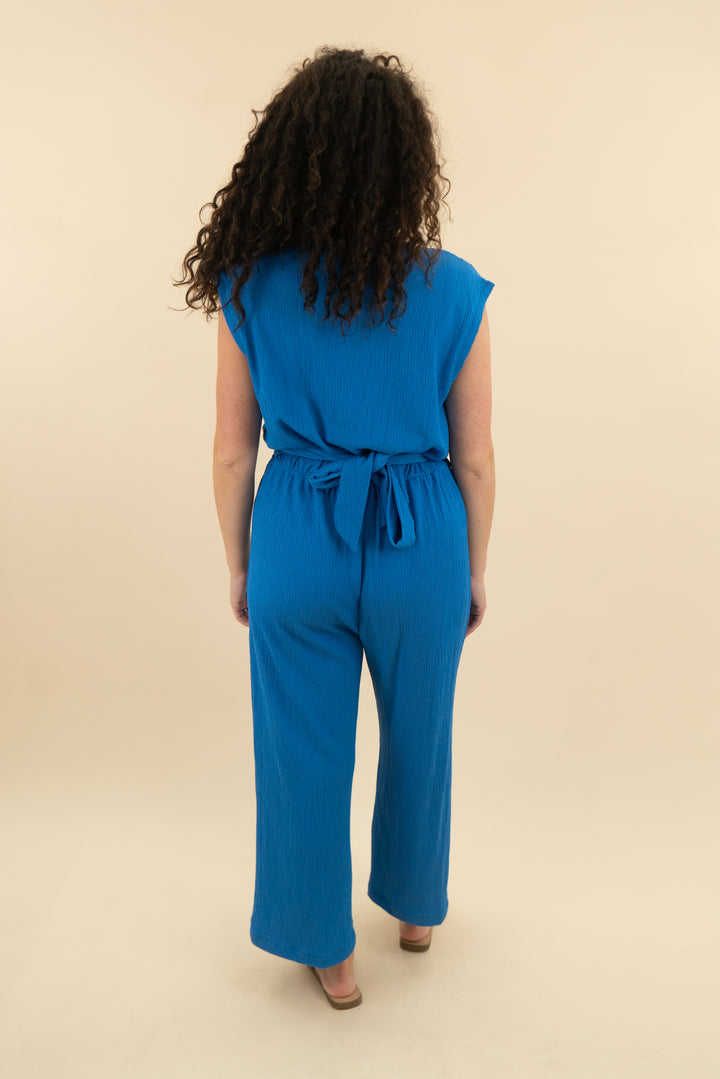 molly bracken blue knit jumpsuit nwot (m; retail $98)