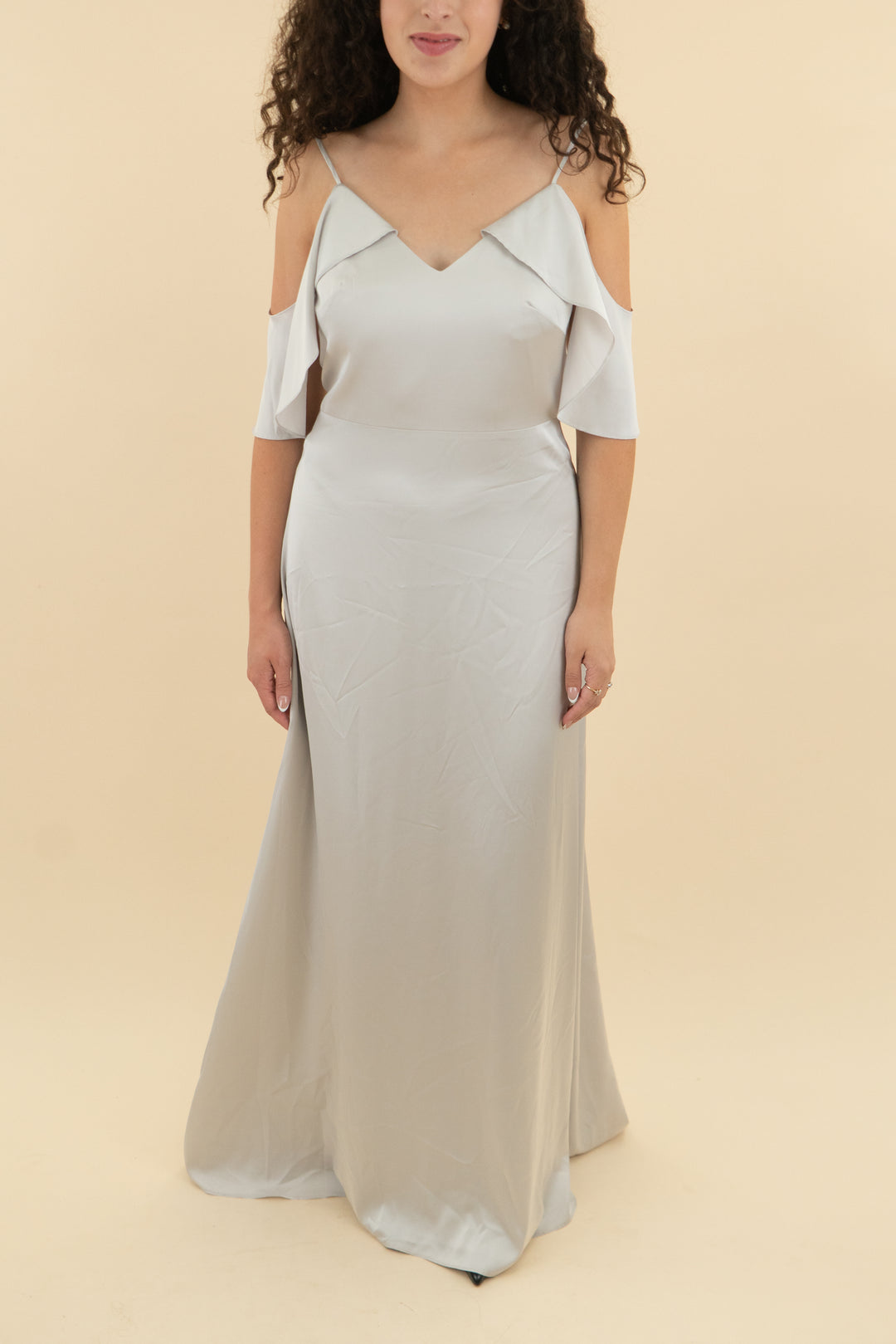 monique lhuillier light grey gown (m; retail $650)