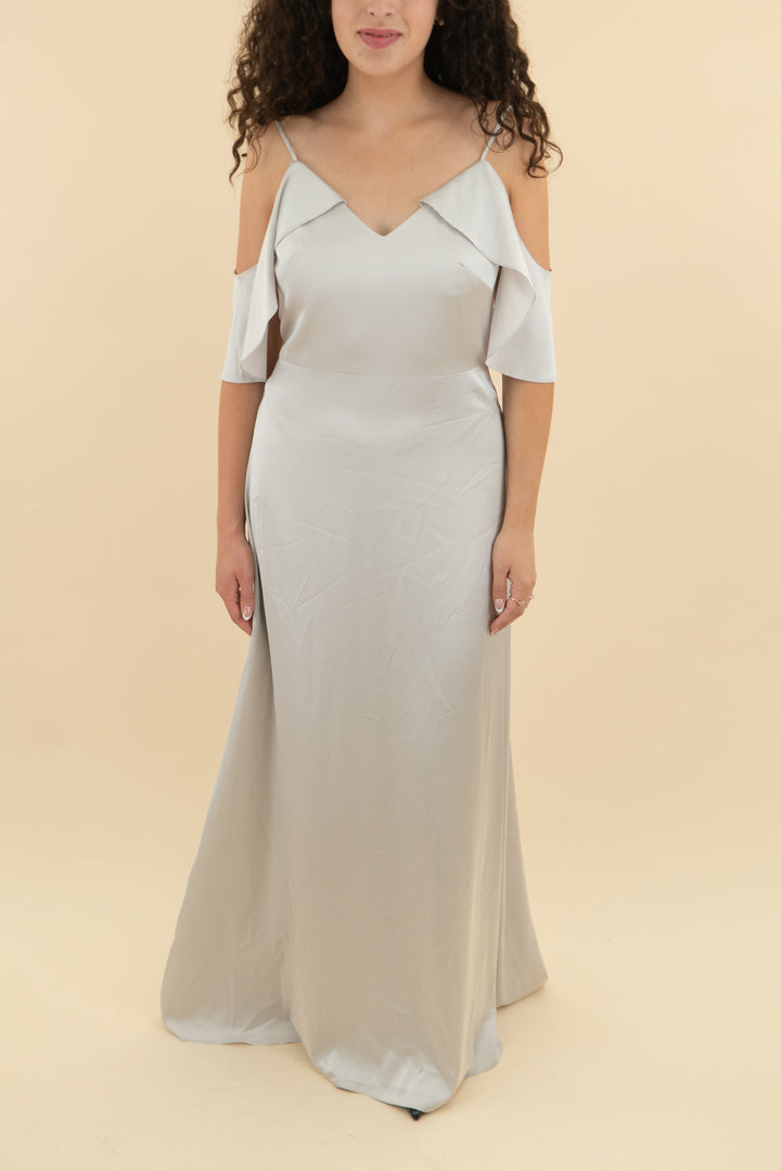 monique lhuillier light grey gown (m; retail $650)