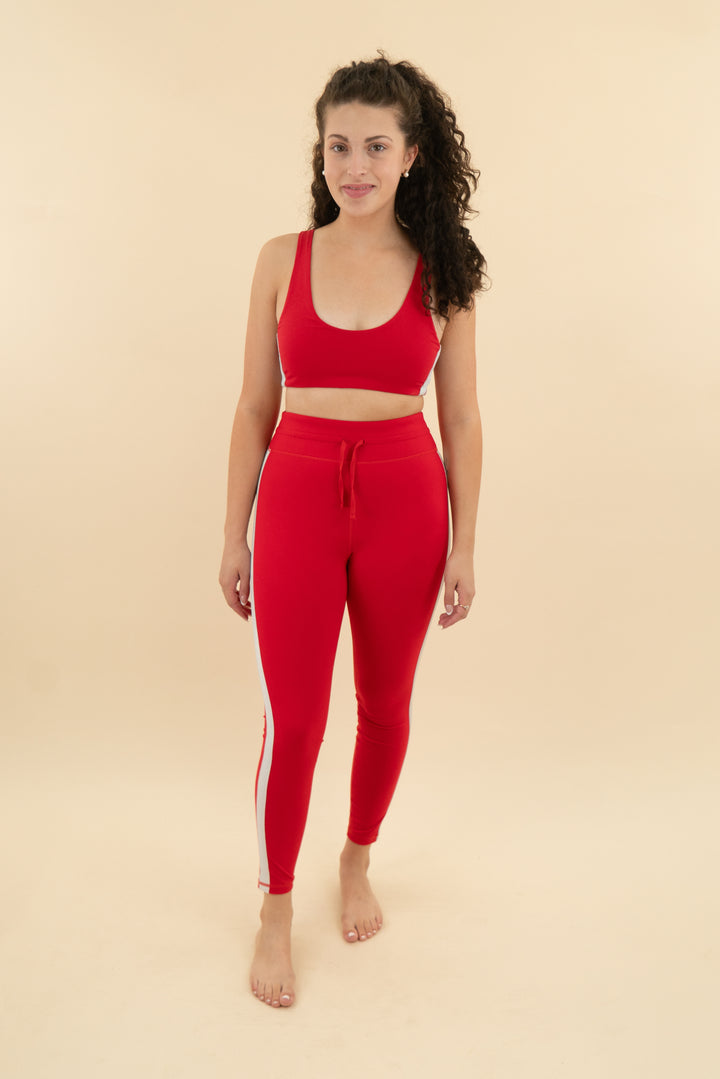 spiritual gangster red and white striped activewear set (m; retail $188)