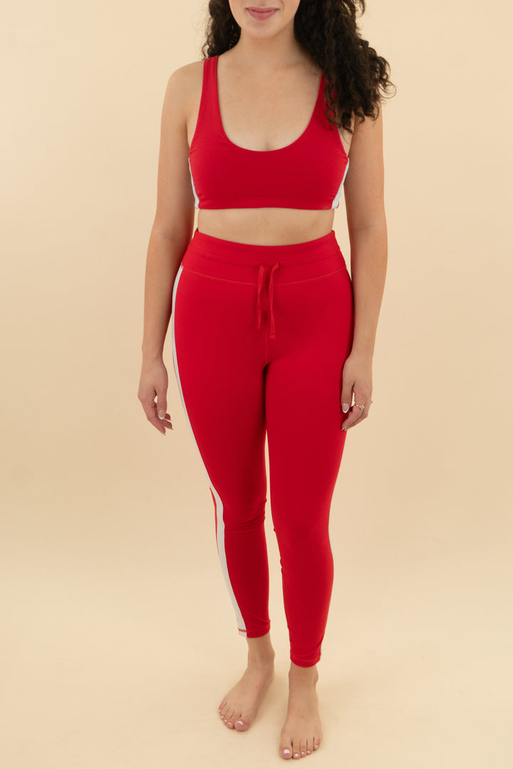 spiritual gangster red and white striped activewear set (m; retail $188)