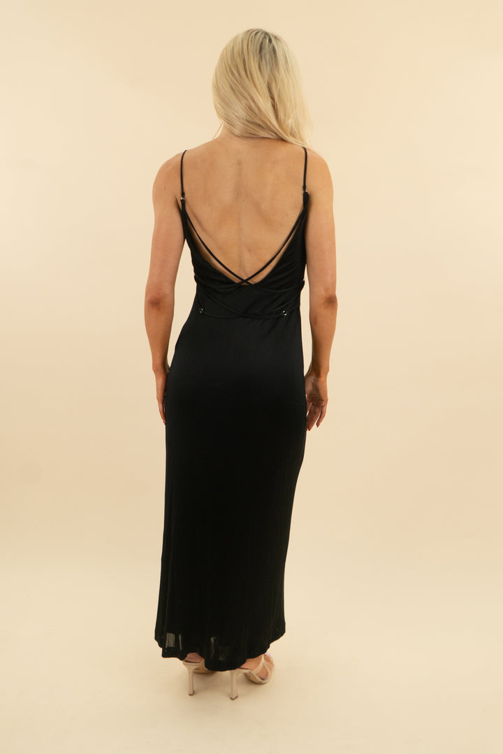 alexander wang black satin sleeveless maxi dress (s; retail $980)