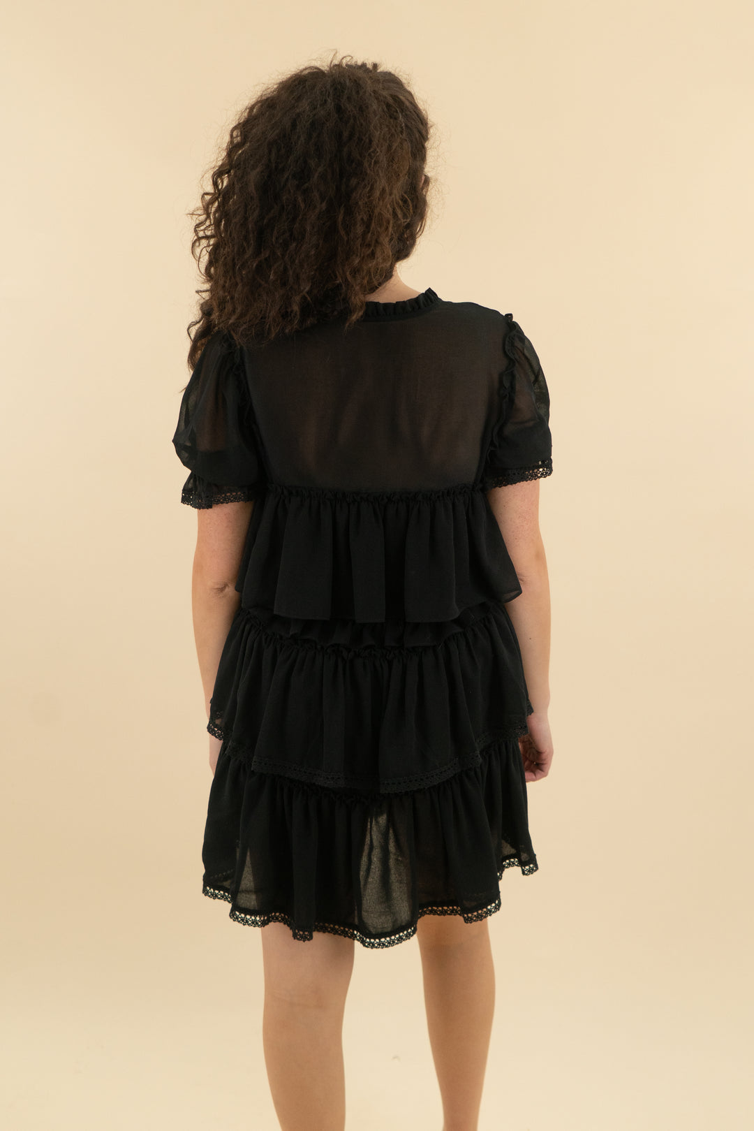 Misa Black Ruffle Tiered Dress (s; retail $350)