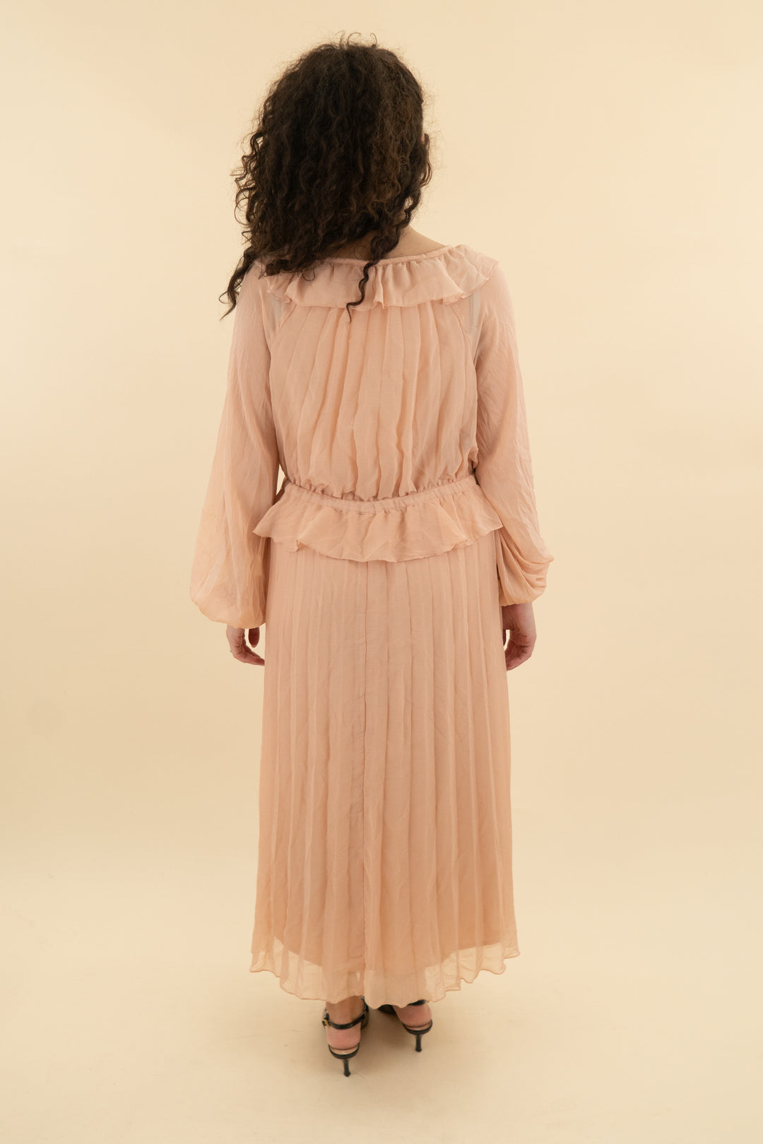 asos blush pleated midi dress (m; retail $90)