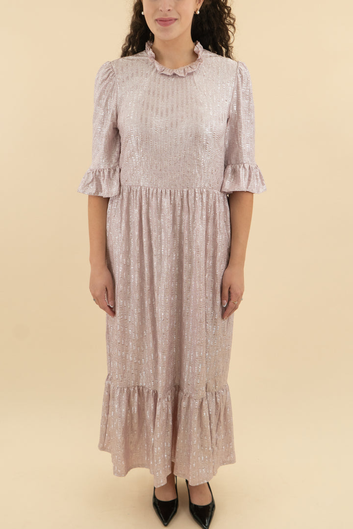 asos pink shimmer maxi dress nwt (m; retail $85)