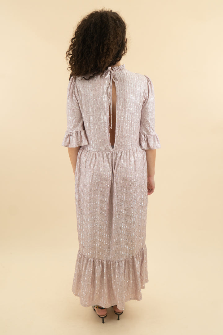 asos pink shimmer maxi dress nwt (m; retail $85)