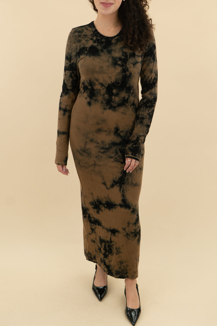 Electric Rose Brown & Black Tie Dye Maxi Dress (l; retail $195)