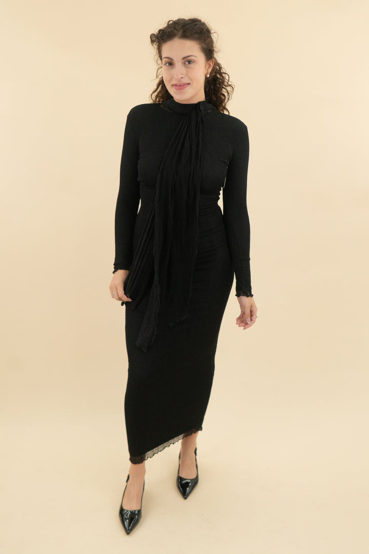 Jluxlabel black lace Maxi Long Sleeve nwt (m; retail $298)