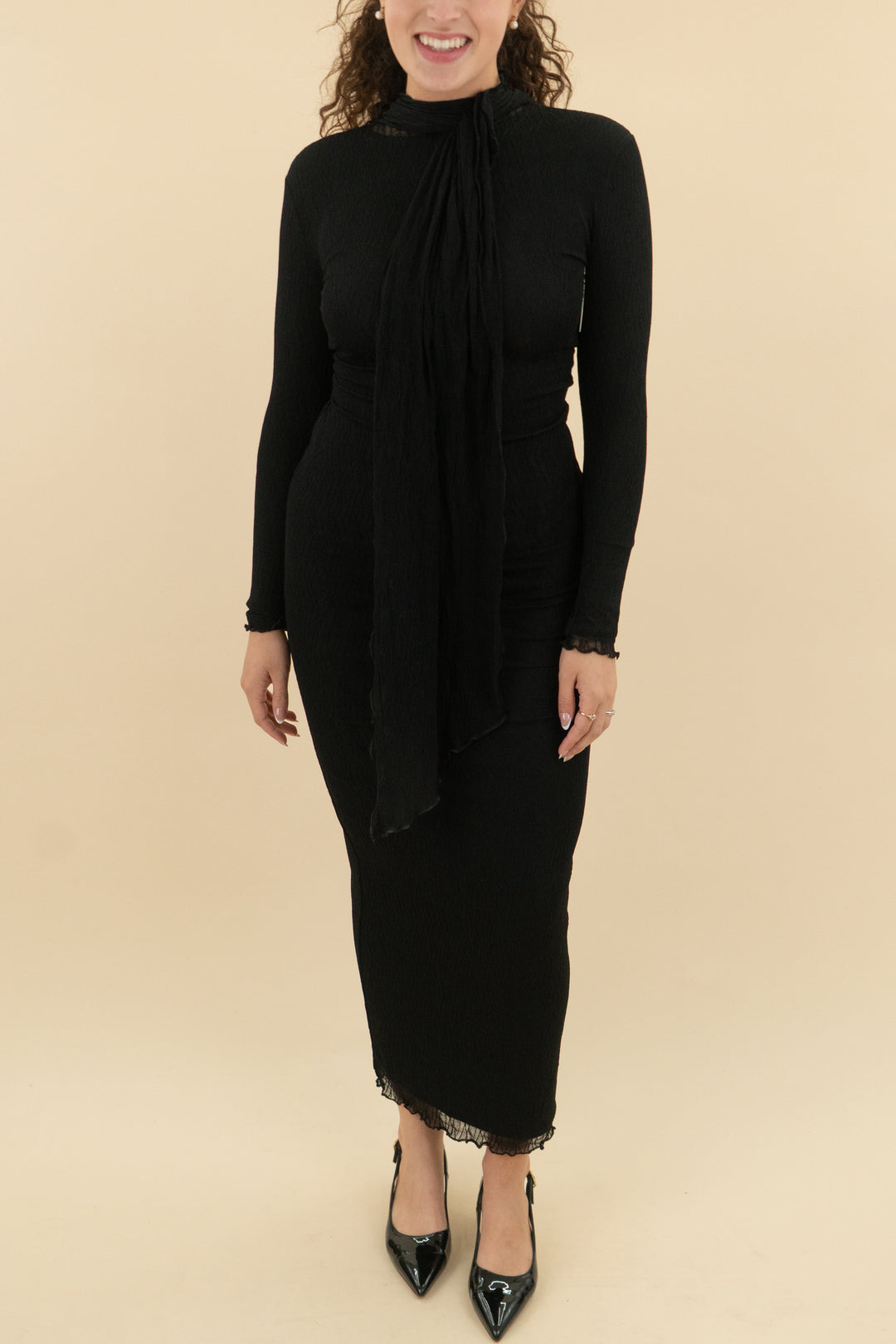 Jluxlabel black lace Maxi Long Sleeve nwt (m; retail $298)
