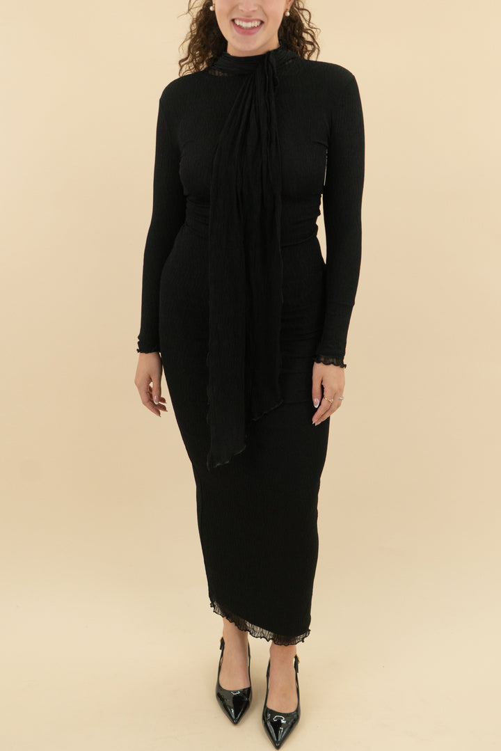 Jluxlabel black lace Maxi Long Sleeve nwt (m; retail $298)