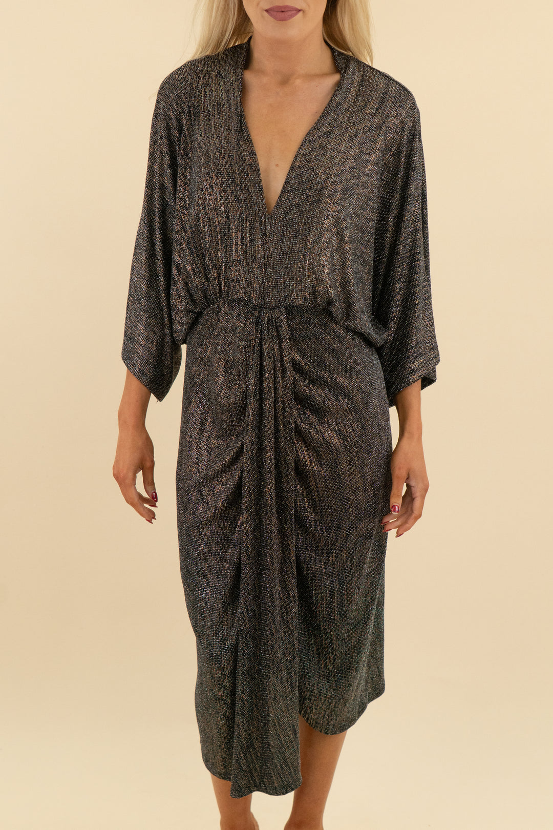 Vici Black Shimmer Midi Dress (l; retail $88)