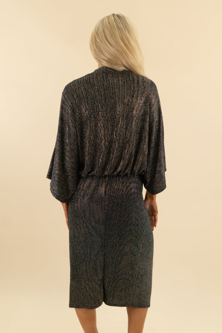 Vici Black Shimmer Midi Dress (l; retail $88)