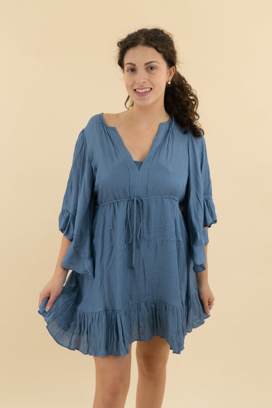 BCBGMaxazria Blue Flowy Mini Dress (s; retail $298)