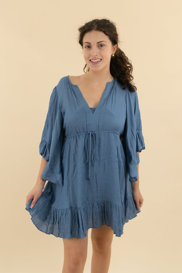 BCBGMaxazria Blue Flowy Mini Dress (s; retail $298)