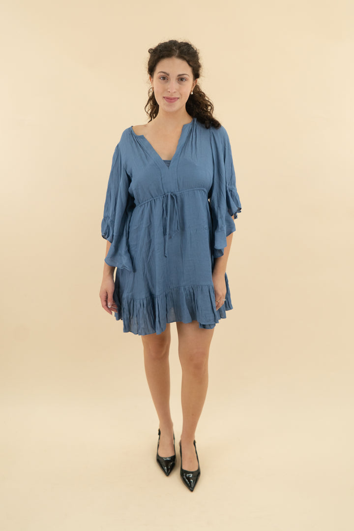 BCBGMaxazria Blue Flowy Mini Dress (s; retail $298)