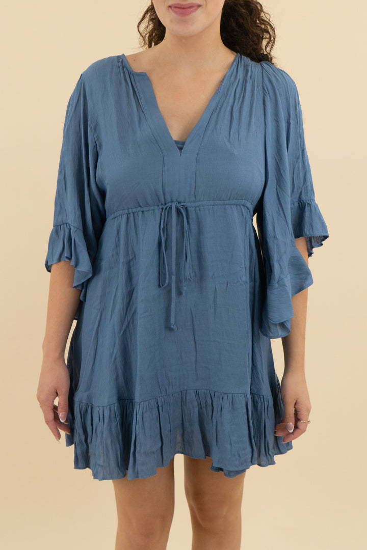 BCBGMaxazria Blue Flowy Mini Dress (s; retail $298)