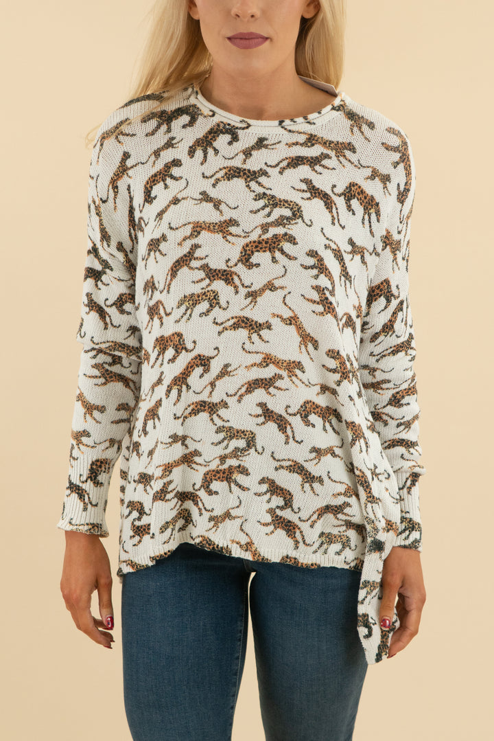 31. show me your mumu white leopoard print knit long sleeve top (m; retail $128)