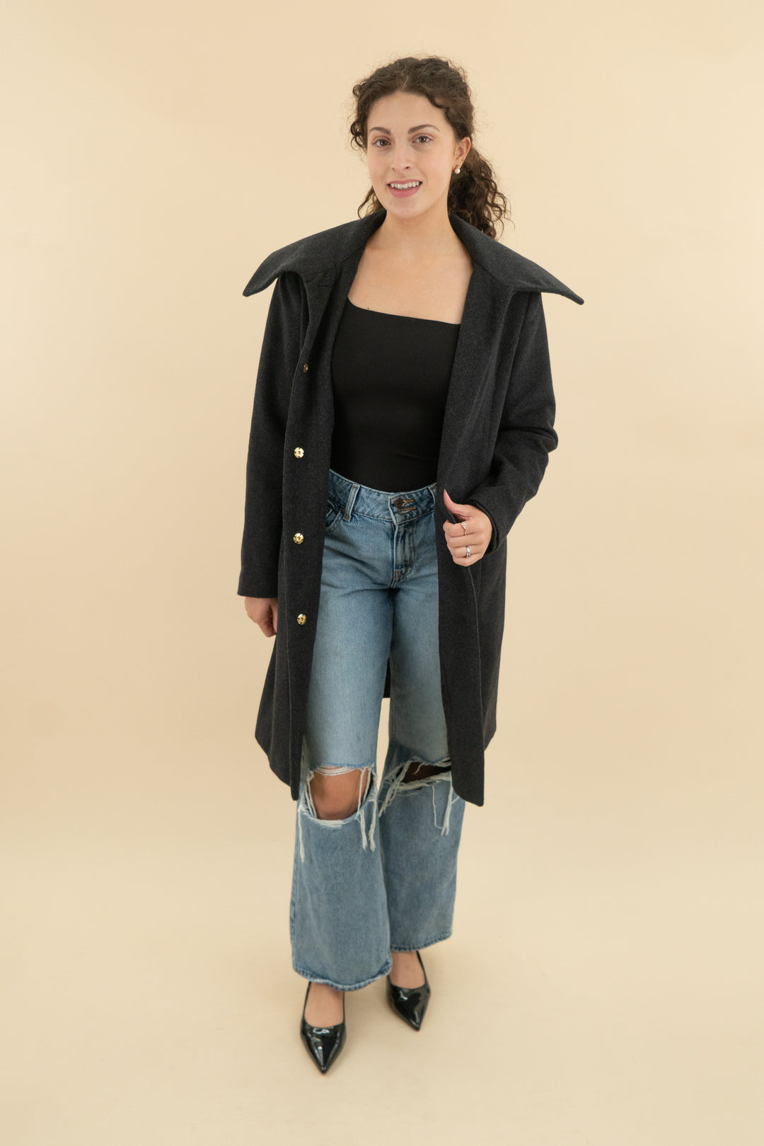 cole haan black wool coat (6; retail $328)