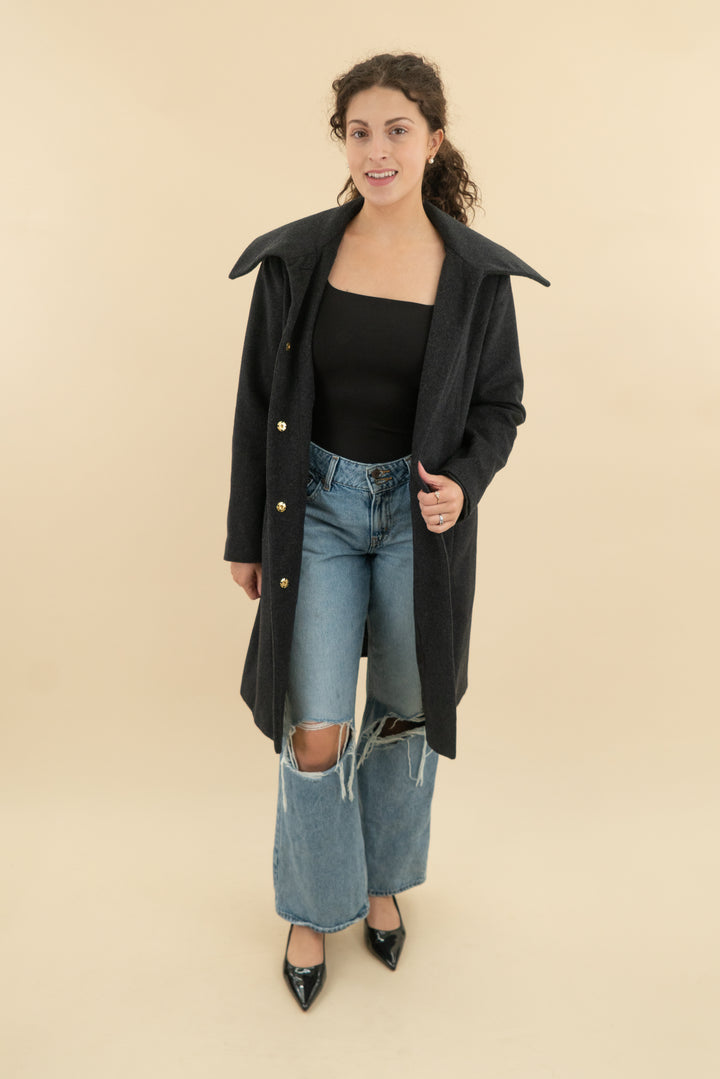 cole haan black wool coat (6; retail $328)