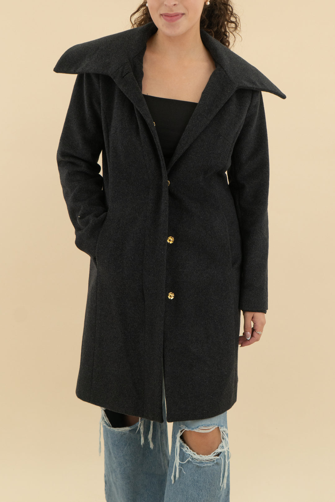 cole haan black wool coat (6; retail $328)