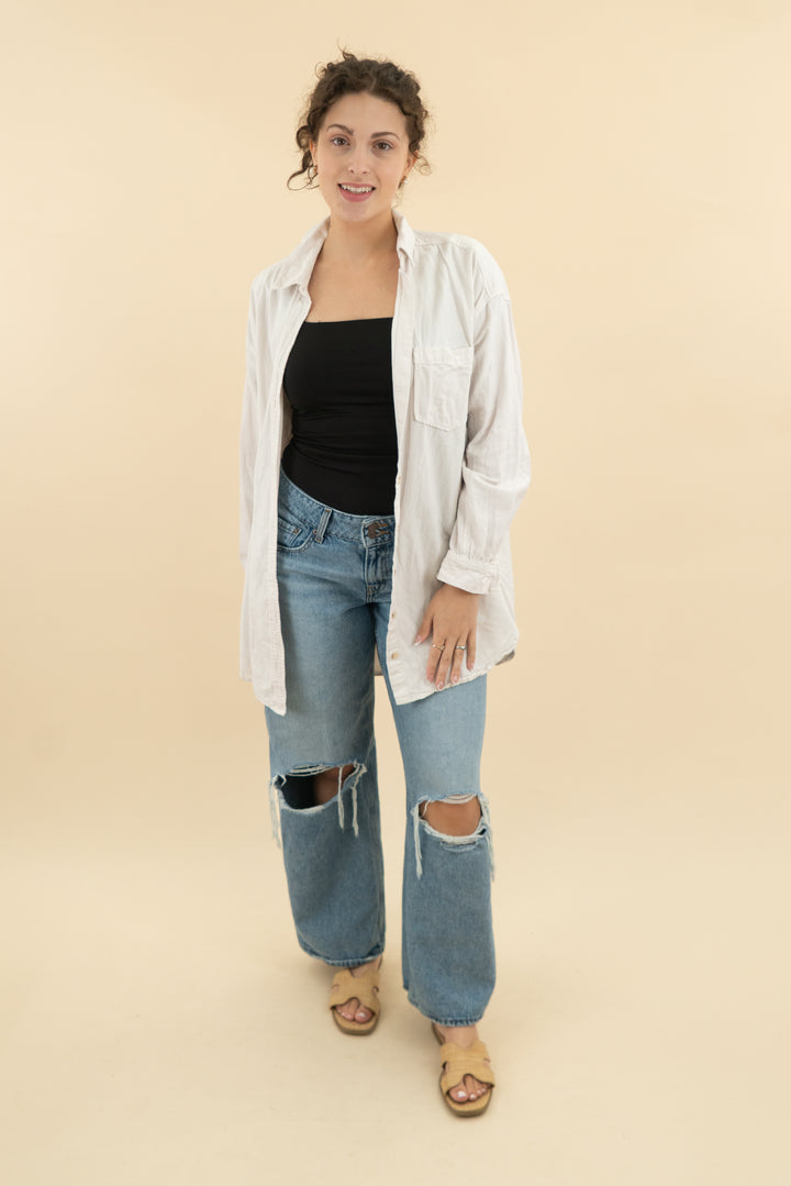 Pilcro White Long Sleeve Collared Button Down (s; retail $98)