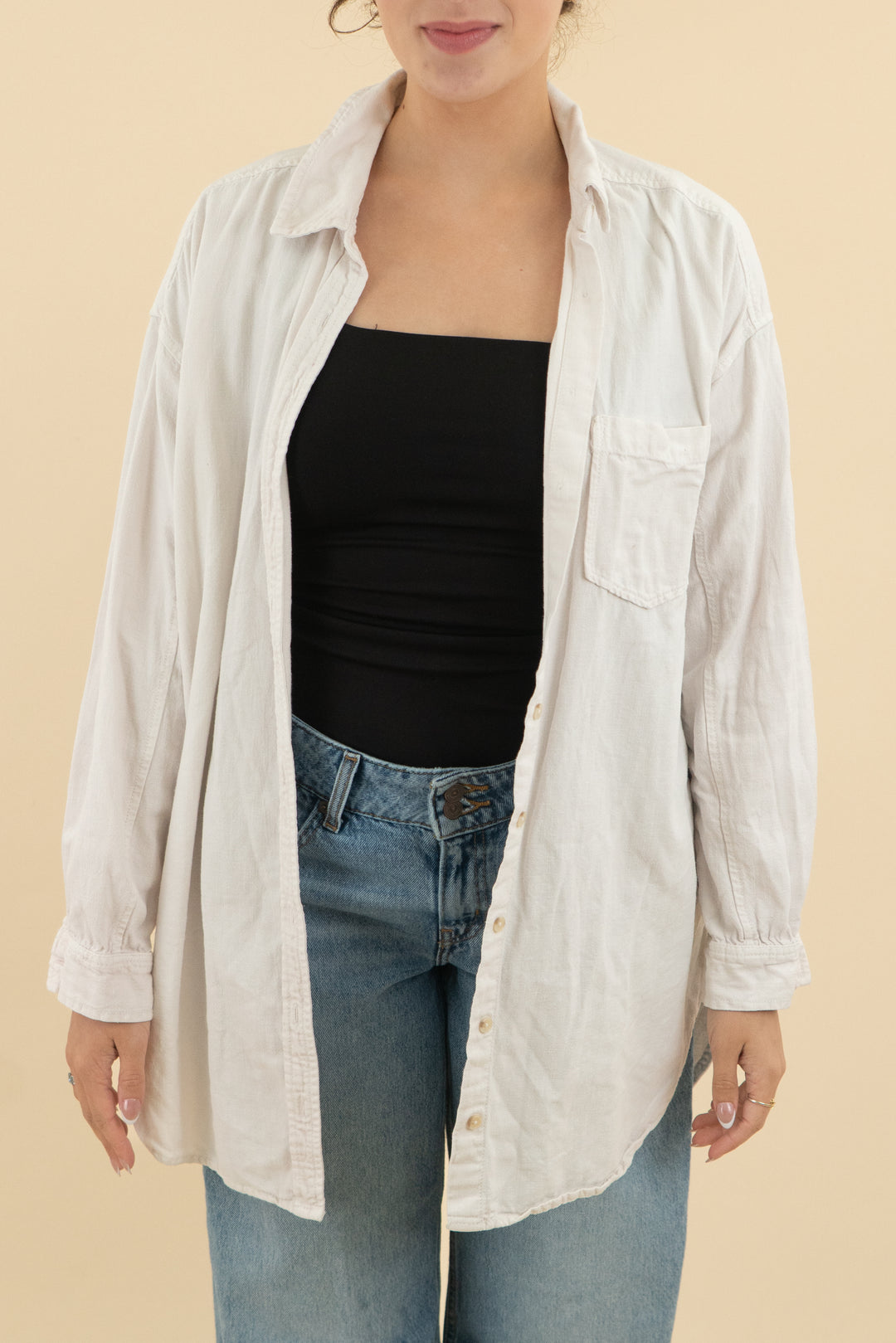 Pilcro White Long Sleeve Collared Button Down (s; retail $98)