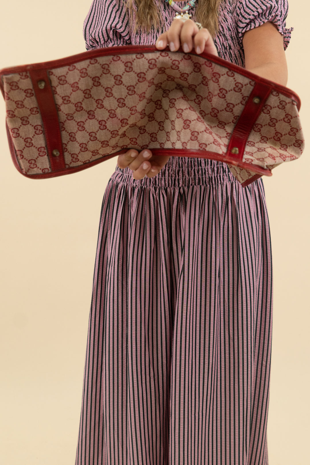 Gucci Red Monogram Canvas Travel Bag