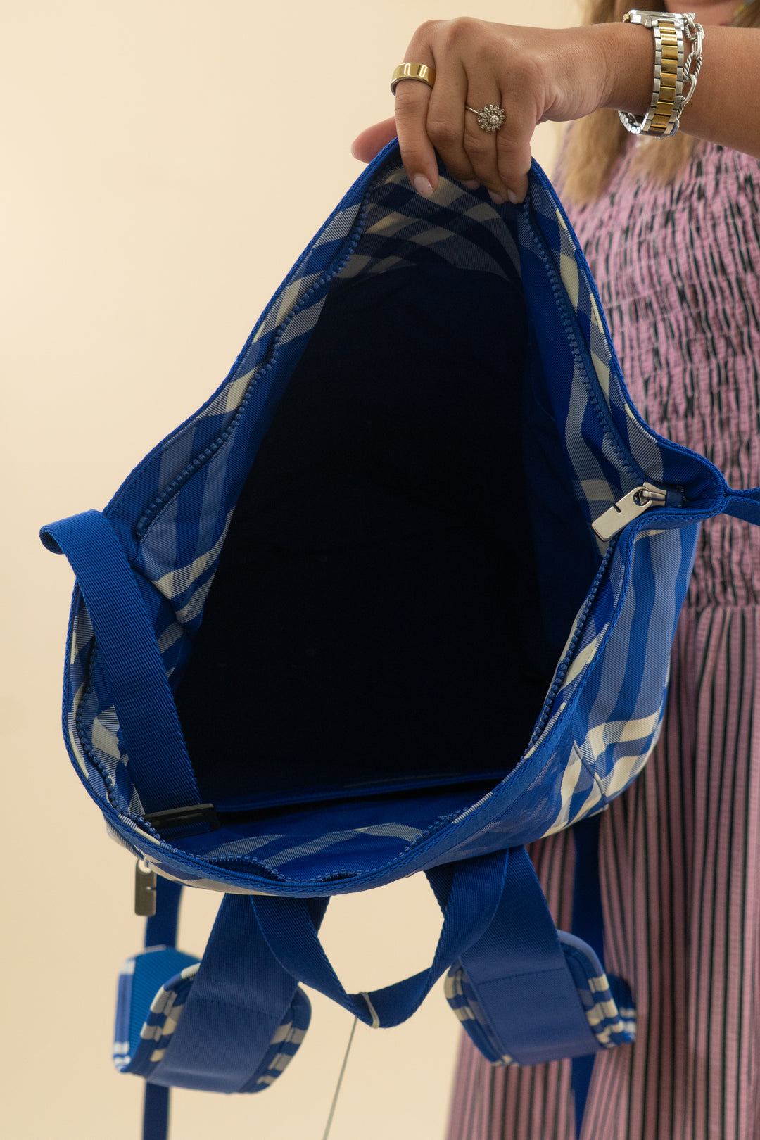 Burberry Blue Check Roll Backpack