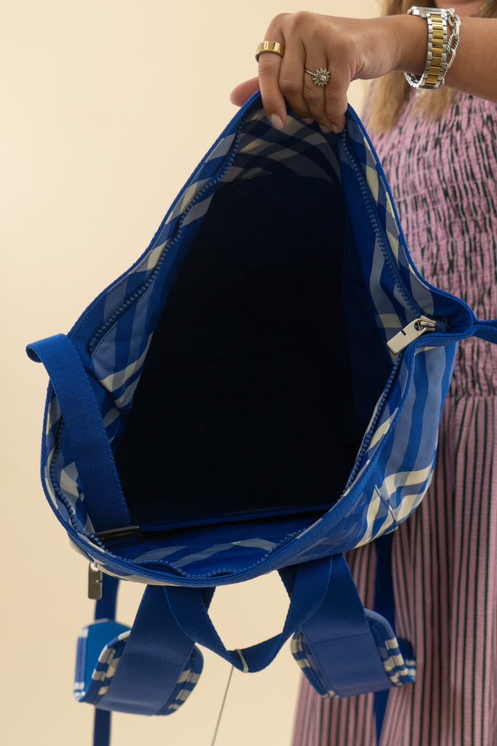 Burberry Blue Check Roll Backpack