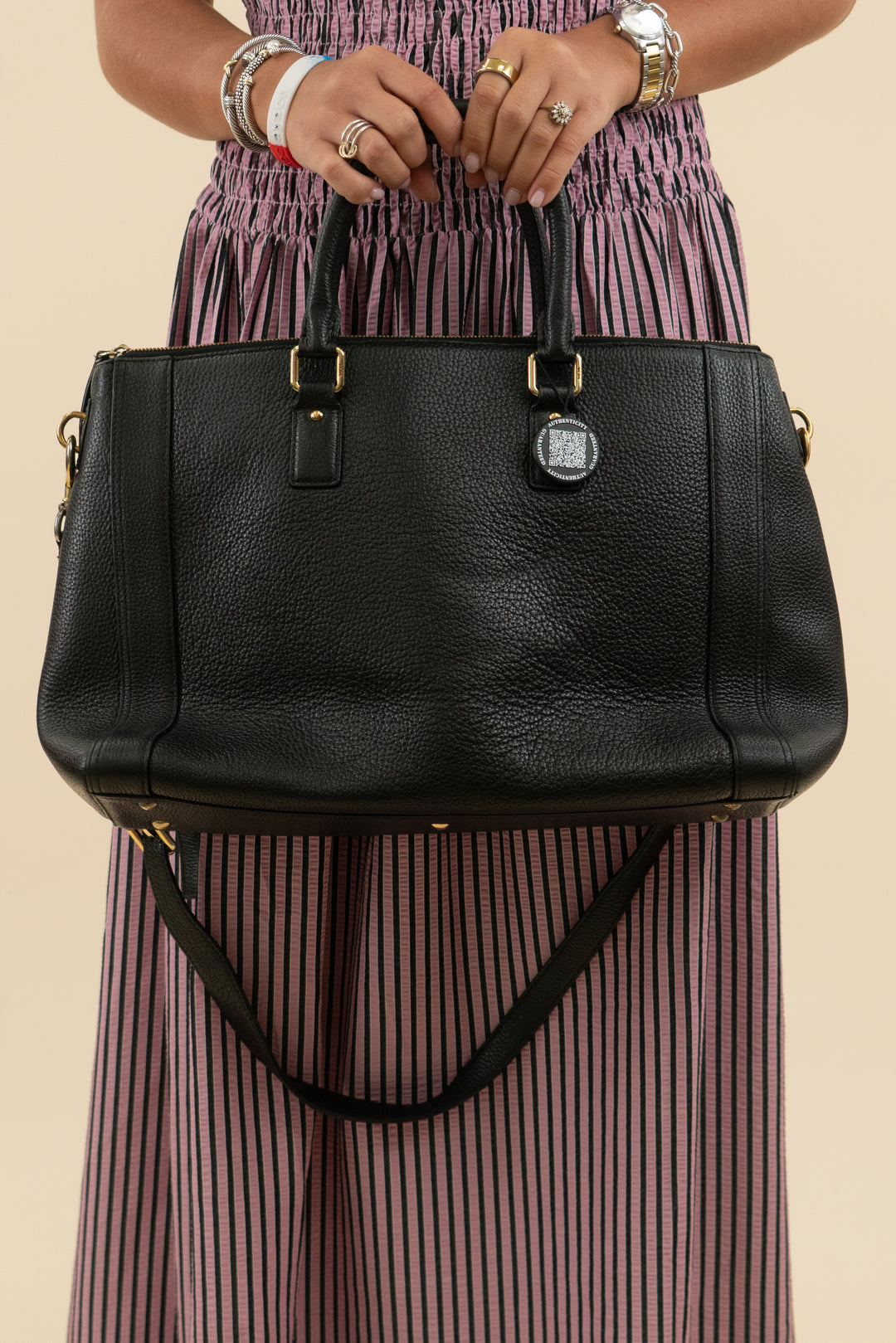 MCM Black Leather Satchel