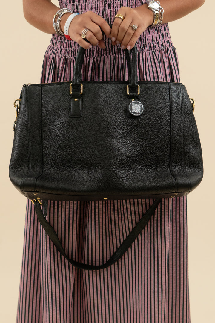 MCM Black Leather Satchel