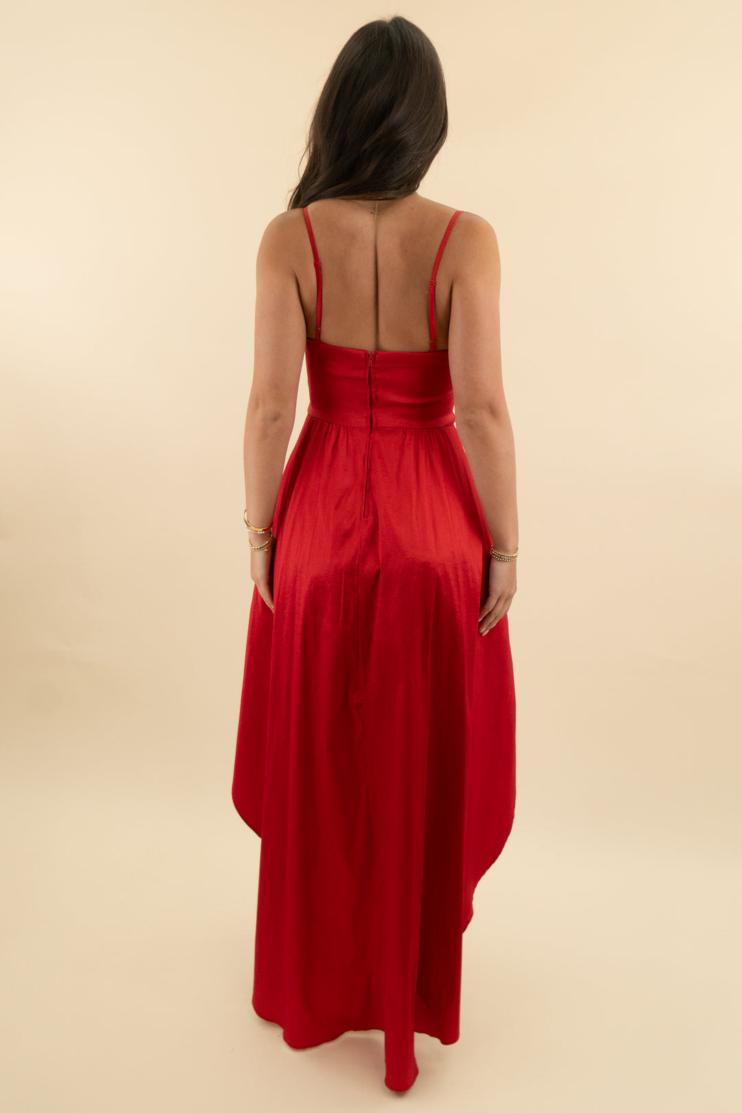 b.darlin red high low dress (s; retail $100 )