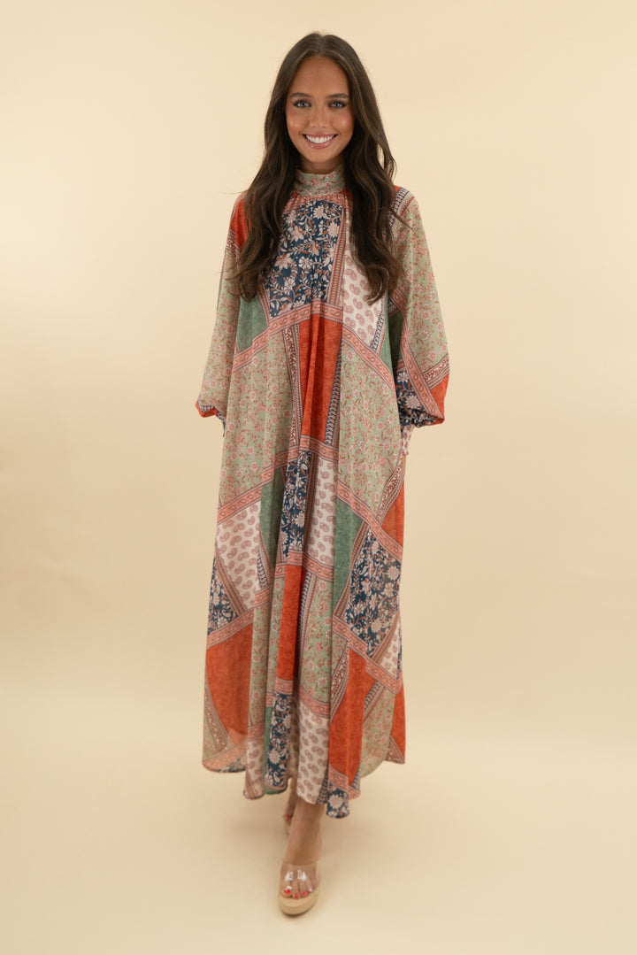 aura paisley floral maxi dress (xs)