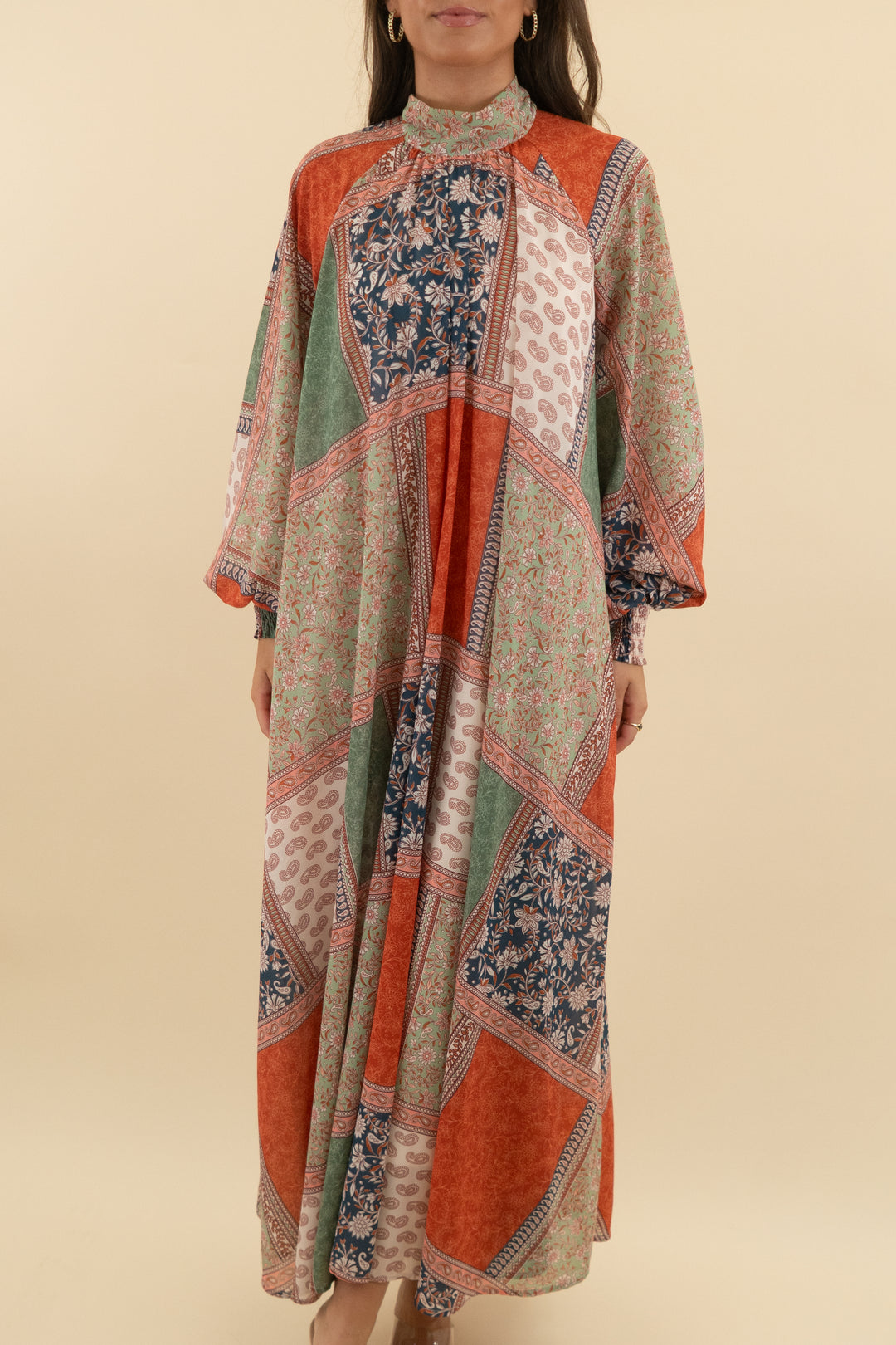 aura paisley floral maxi dress (xs)