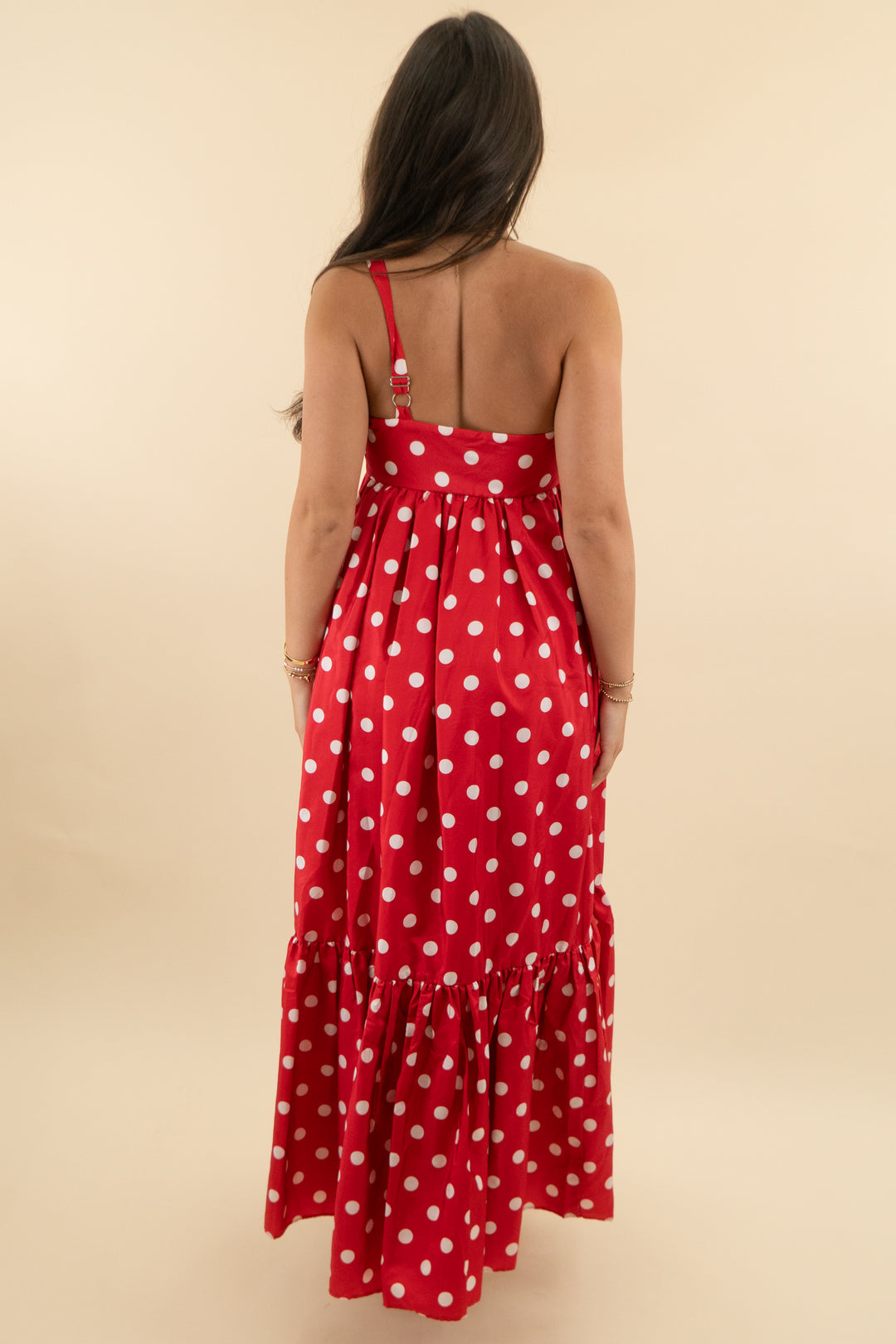 atsu red and white polka dot box maxi dress (xxs)