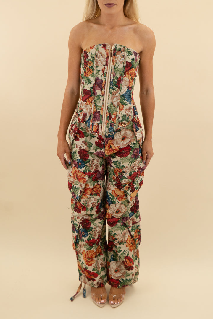 akira floral corset and trouser set (s, retail $160)