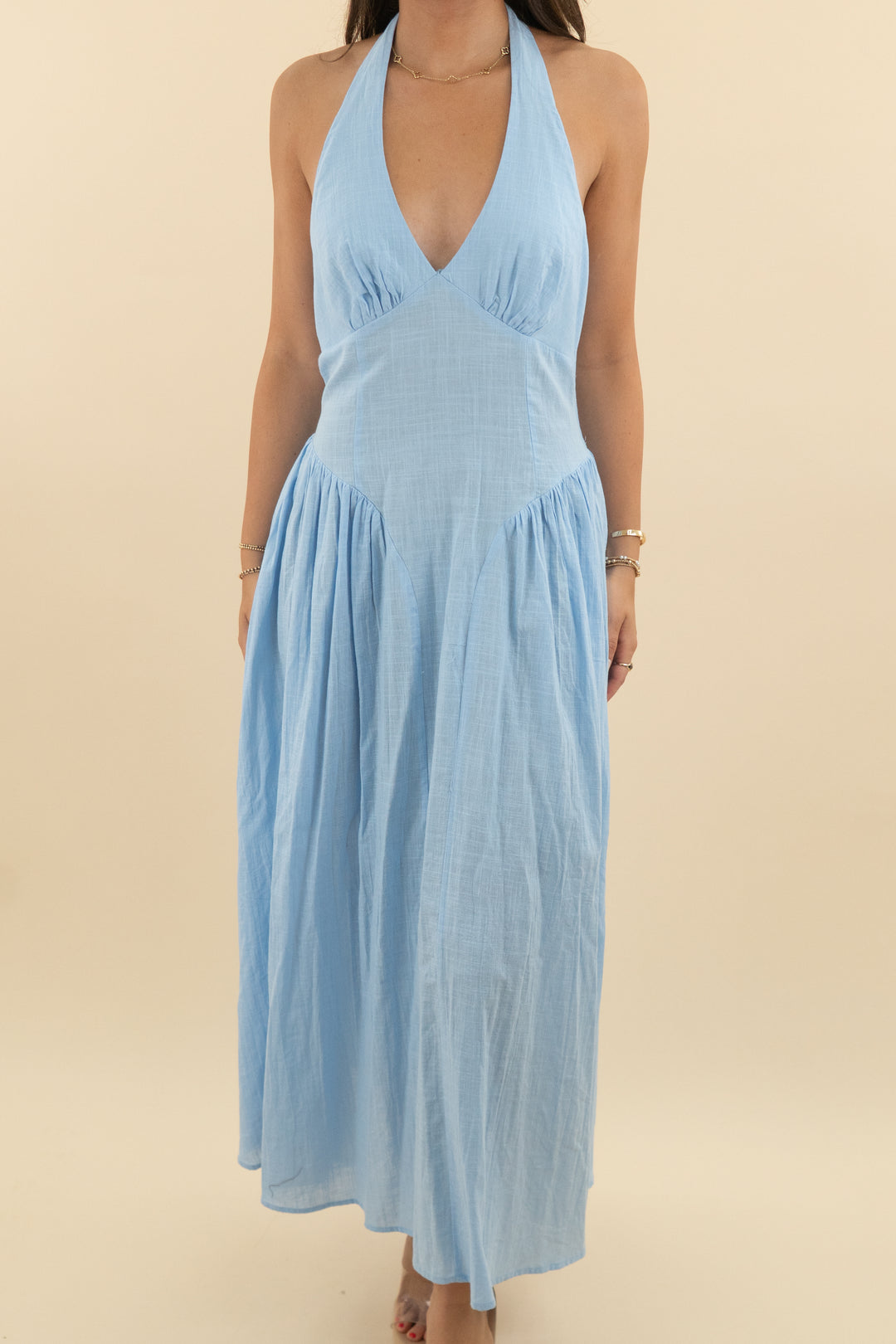 pink diamond blue athena maxi dress nwt (s/m; retail $85)
