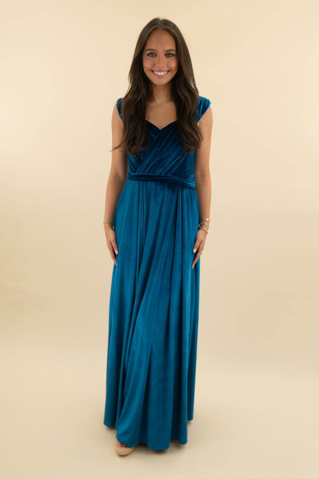 jj's house ink blue velvet evening gown nwt (s/m; retail $194)