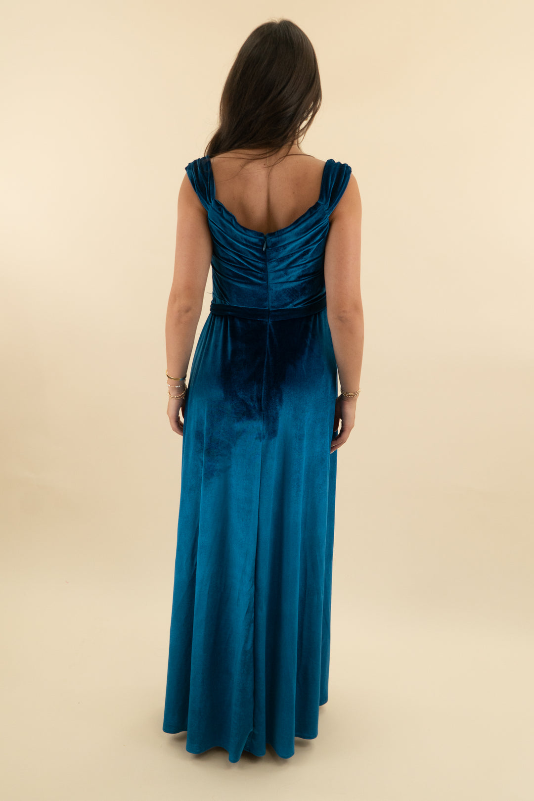jj's house ink blue velvet evening gown nwt (s/m; retail $194)