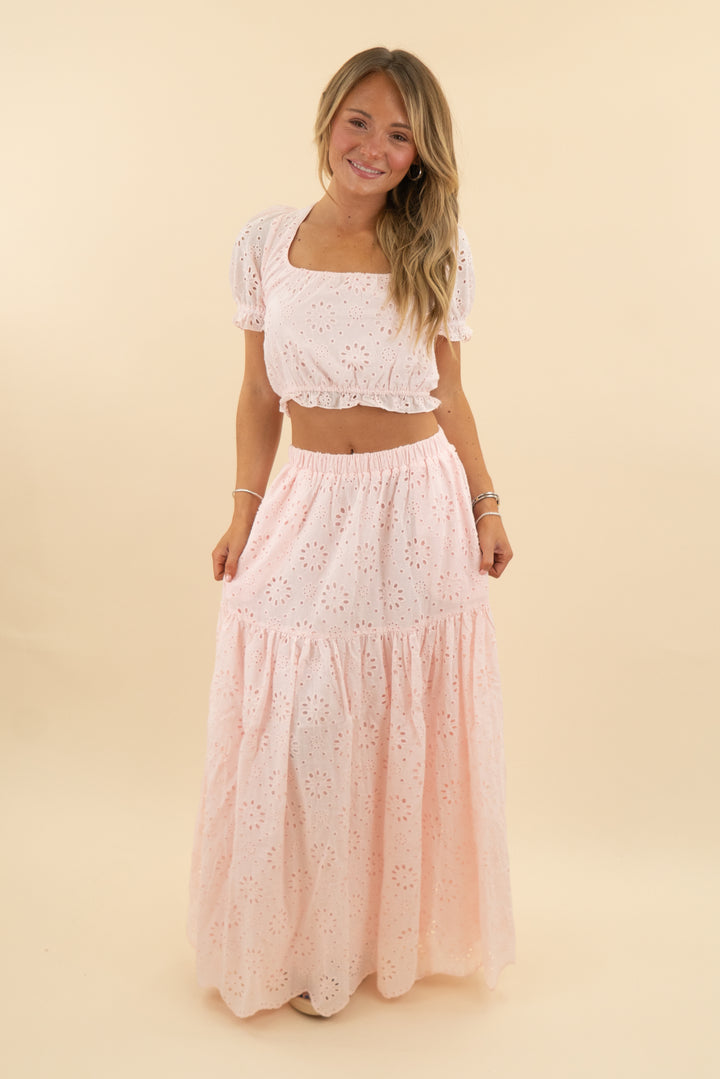 petal + pup light pink lace floral set (m; retail $120)