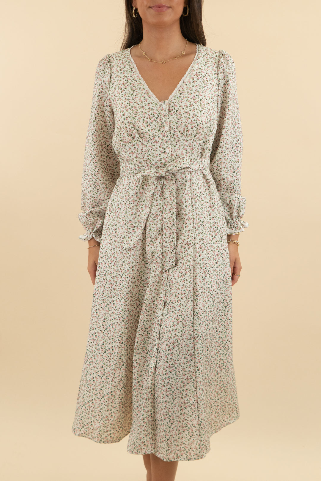in loom floral long sleeve midi dress (s; retail $76)