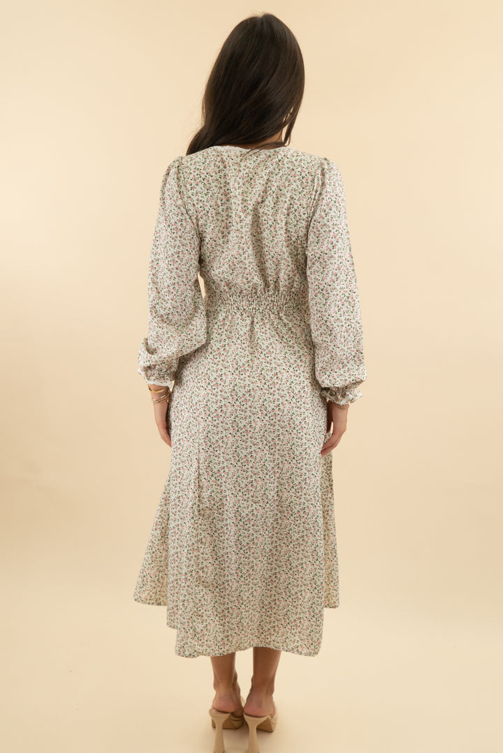 in loom floral long sleeve midi dress (s; retail $76)